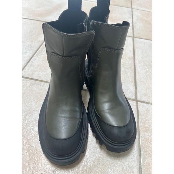 Zara Womens Ankle Boots Size EU 38 US 7.5 Dark Green Stretch Chunky - Picture 3 of 10